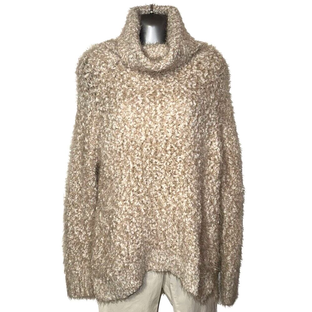 Flo Loose Knit Tan & Ivory Over Sized Sweater Sz M